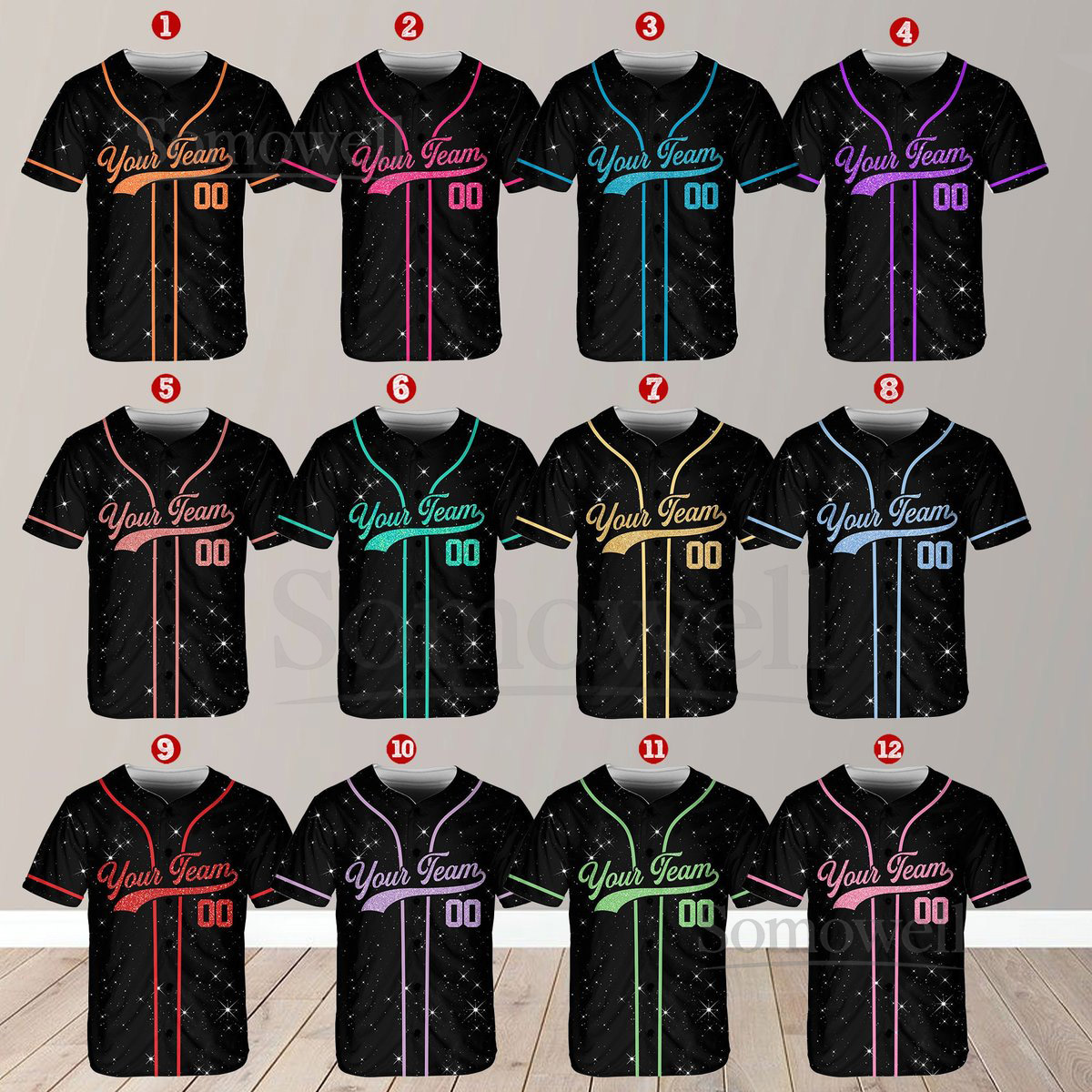 Personalized Team Name Number Baseball Jersey Custom Baseball Jersey Shirt Baseball Jersey Uniform Printed Glitter Not Glitter Fabric_709