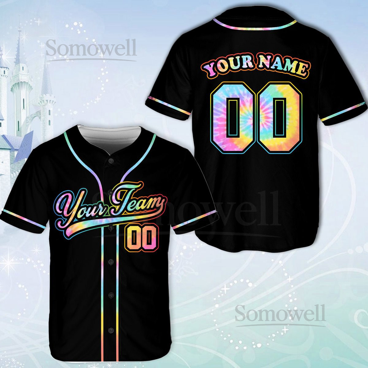 Personalized Team Name And Number Baseball Jersey Custom Tie Dye Baseball Jersey Shirt Baseball Jersey Uniform For Baseball Fans Lovers_599
