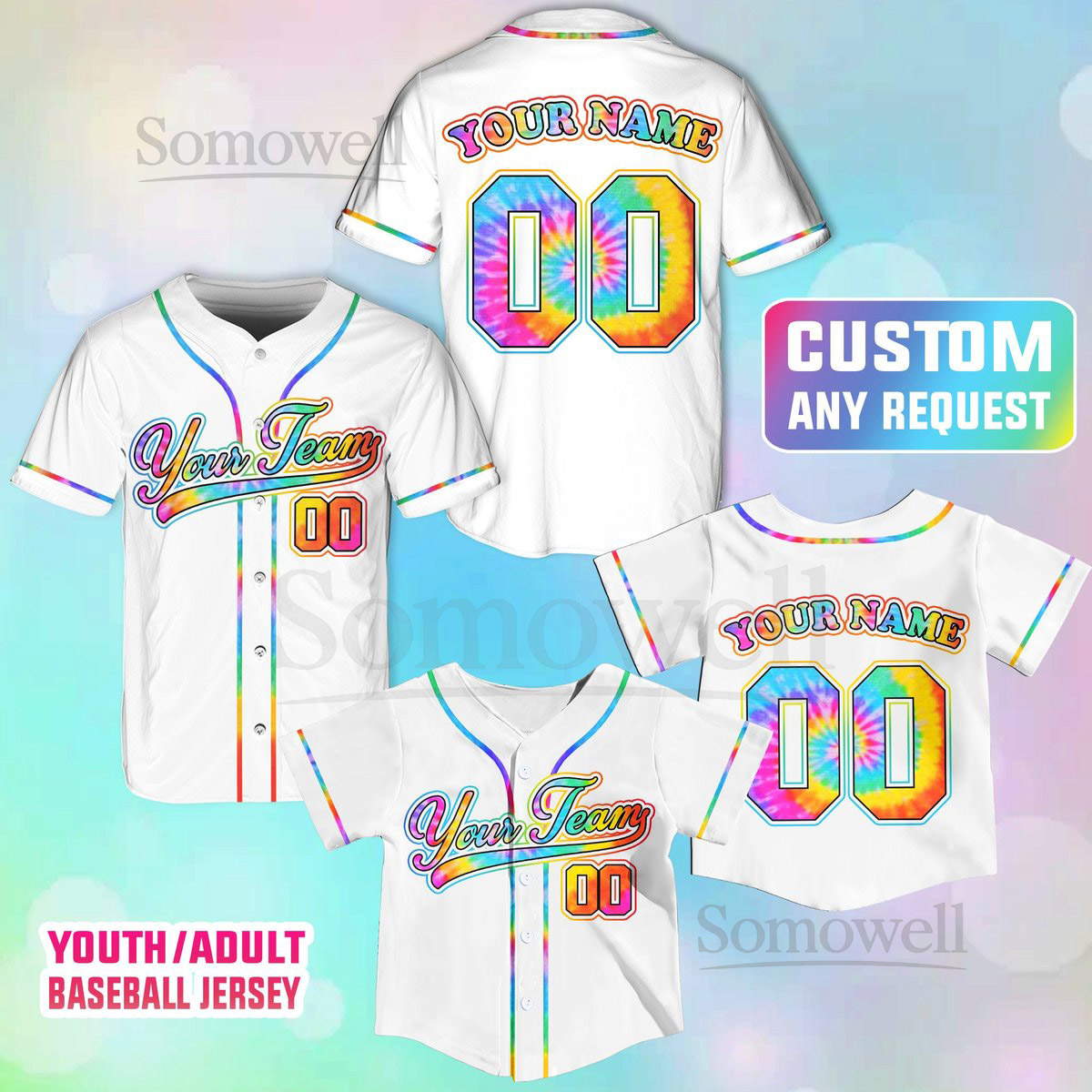 Personalized Team Name And Number Baseball Jersey Custom Tie Dye Baseball Jersey Shirt Baseball Jersey Uniform For Baseball Fans Lovers_600