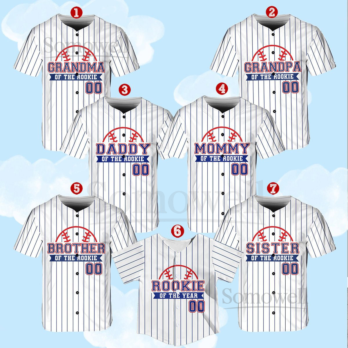 Personalized Mommy Daddy Of the Rookie Baseball Jersey Custom Name Number Shirt Rookie Of The Year Jersey Family Matching Outfits_300