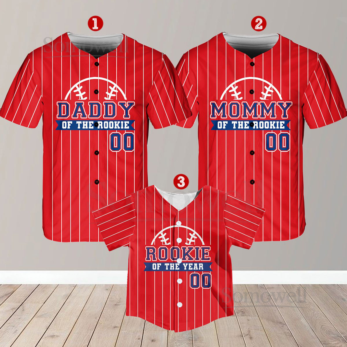 Personalized Mommy Daddy Of the Rookie Baseball Jersey Custom Name Number Shirt Rookie Of The Year Jersey Family Matching Outfits_301