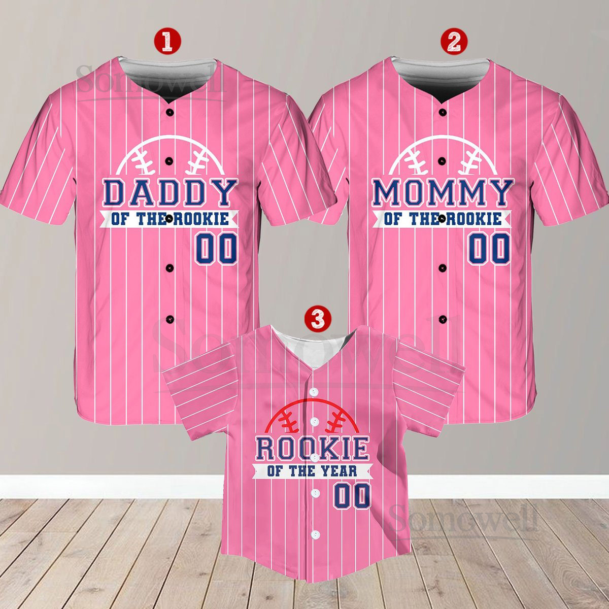 Personalized Mommy Daddy Of the Rookie Baseball Jersey Custom Name Number Shirt Rookie Of The Year Jersey Family Matching Outfits_303