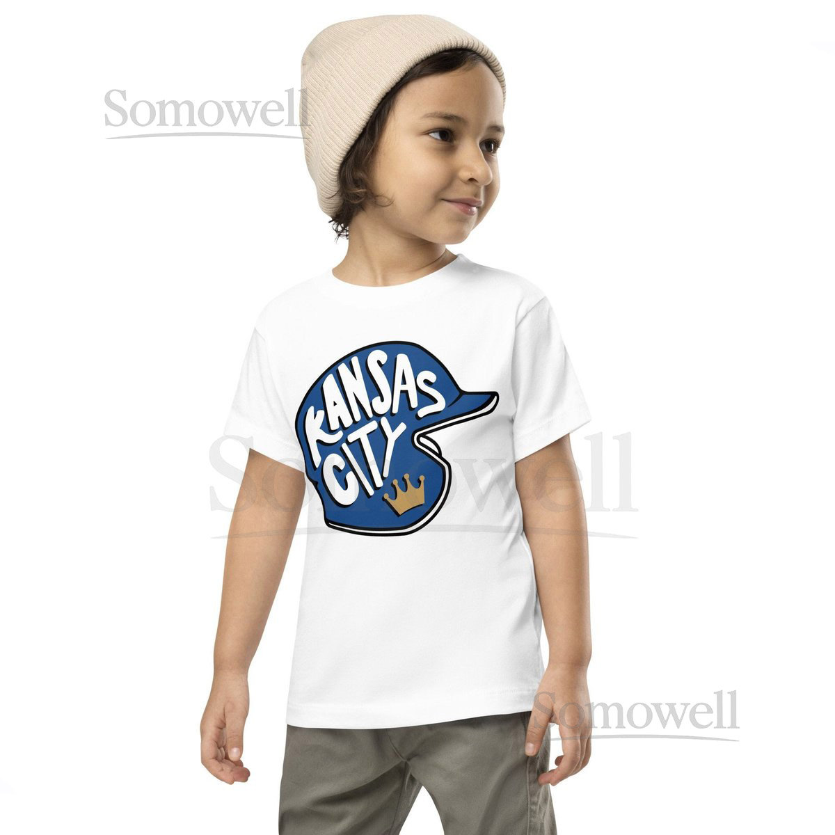Toddler KC Baseball Short Sleeve T-Shirt Bella Canvas Brand Tee Kansas City Kids Royals gear Game Day Outfit Boys Girls Crown Town_814
