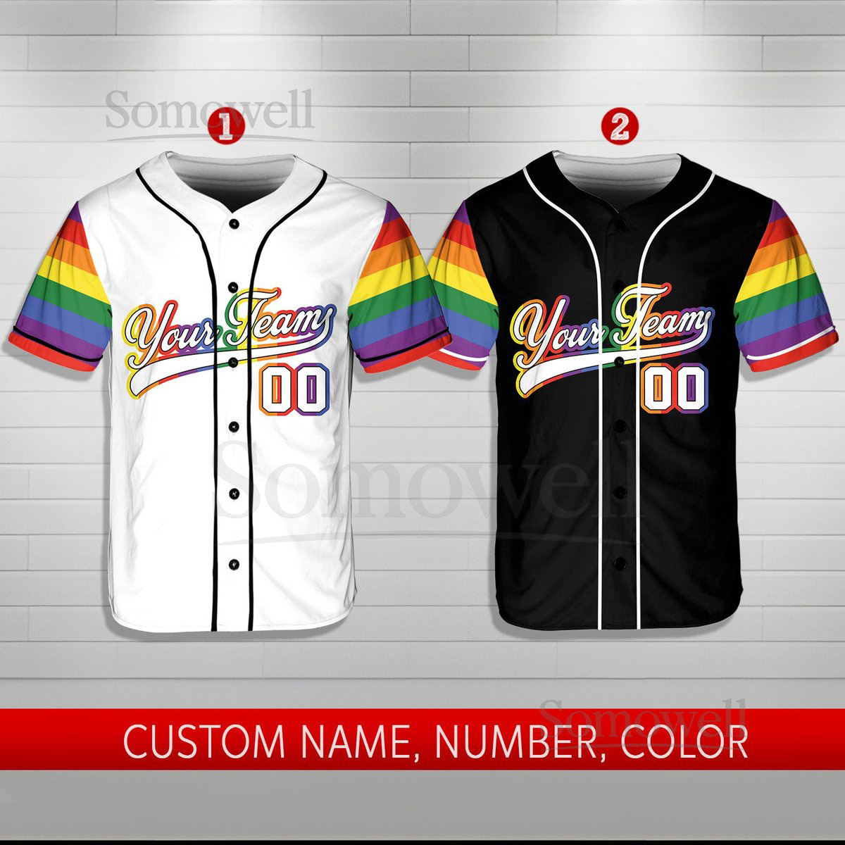 Personalized LGBTQ Team Name And Number Baseball Jersey Custom LGBT Pride Month Baseball Jersey Shirt Rainbow Baseball Jersey_204