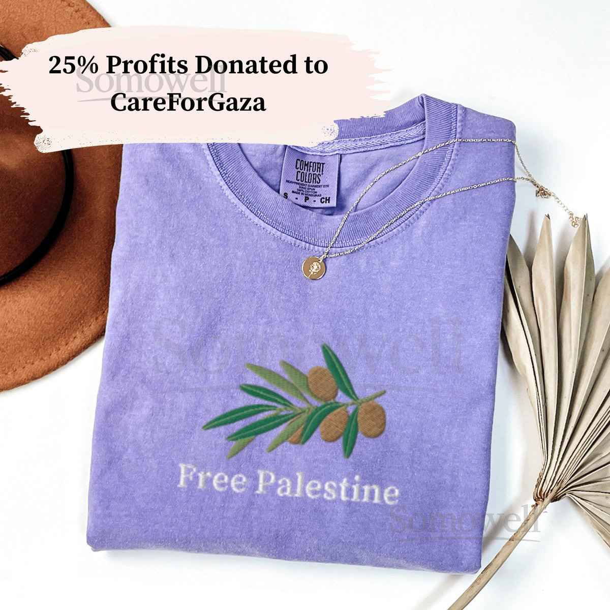 Comfort Colors Free Palestine T-Shirt Embroidered Palestine Olives Shirt Free Palestine Gaza Shirt Embroidered Palestinian Fruits T-Shirt_21