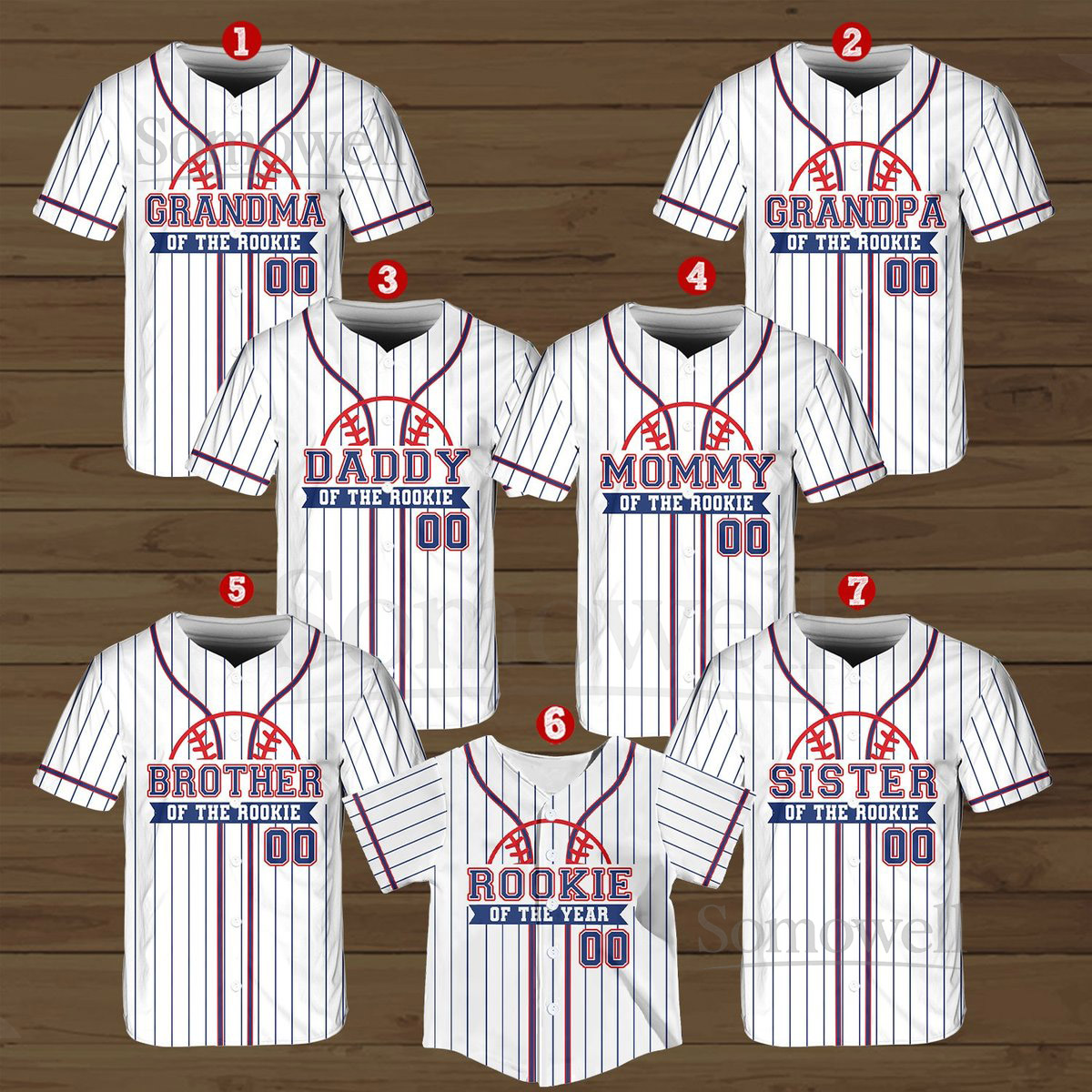 Personalized Mommy Daddy Of the Rookie Baseball Jersey Custom Name Number Shirt Rookie Of The Year Jersey Family Matching Outfits_304