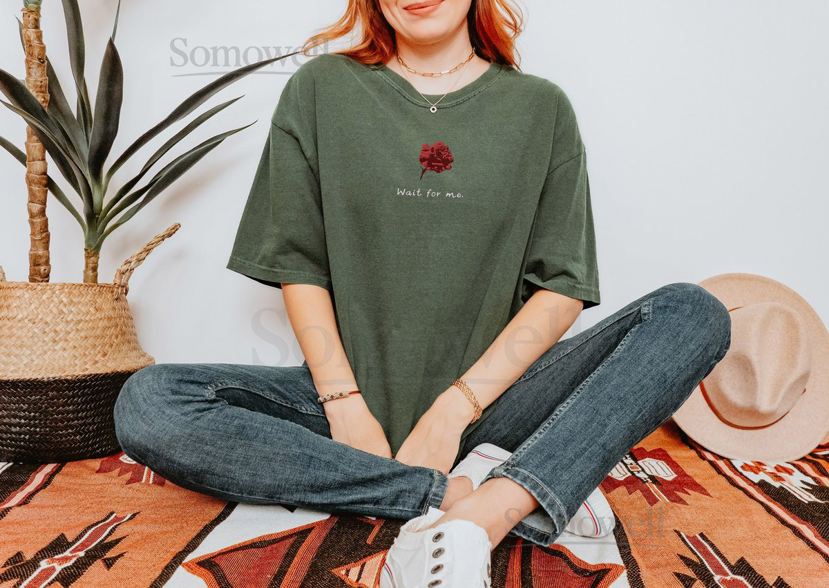 Hadestown Embroidered Comfort Colors T-Shirt Wait For Me Embroidered Top Broadway Musical Theatre Unisex Tee_122