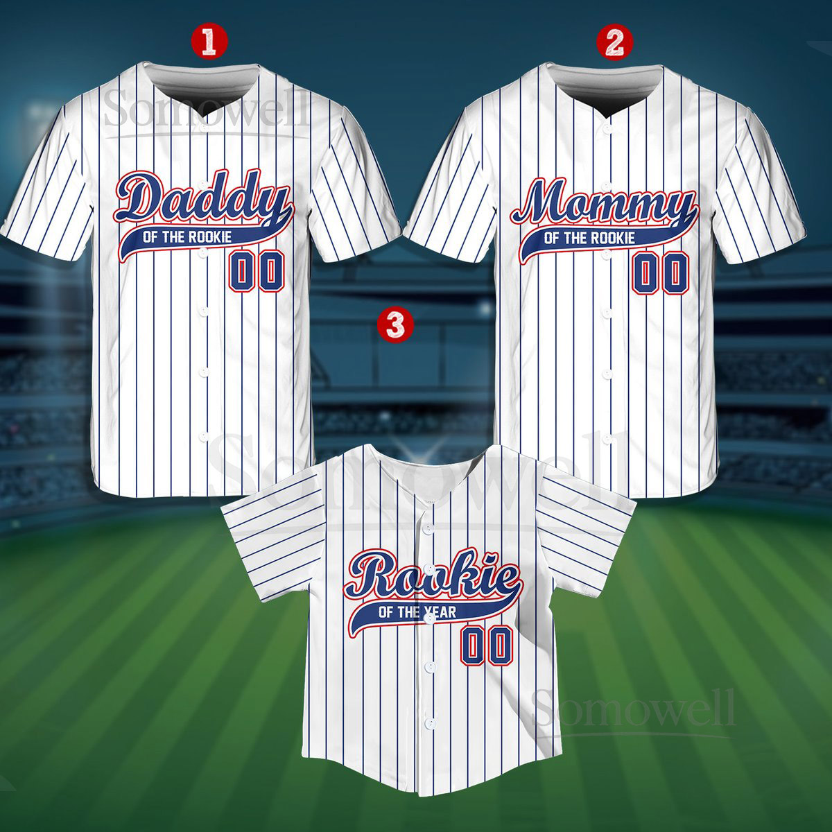 Personalized Mommy Daddy Of the Rookie Baseball Jersey Custom Name Number Shirt Rookie Of The Year Jersey Family Matching Outfits_305