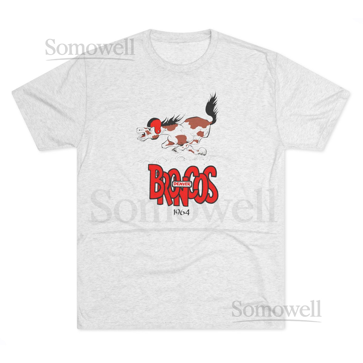 1964 Vintage Denver Broncos Football - Tri-Blend Crew Tee_1