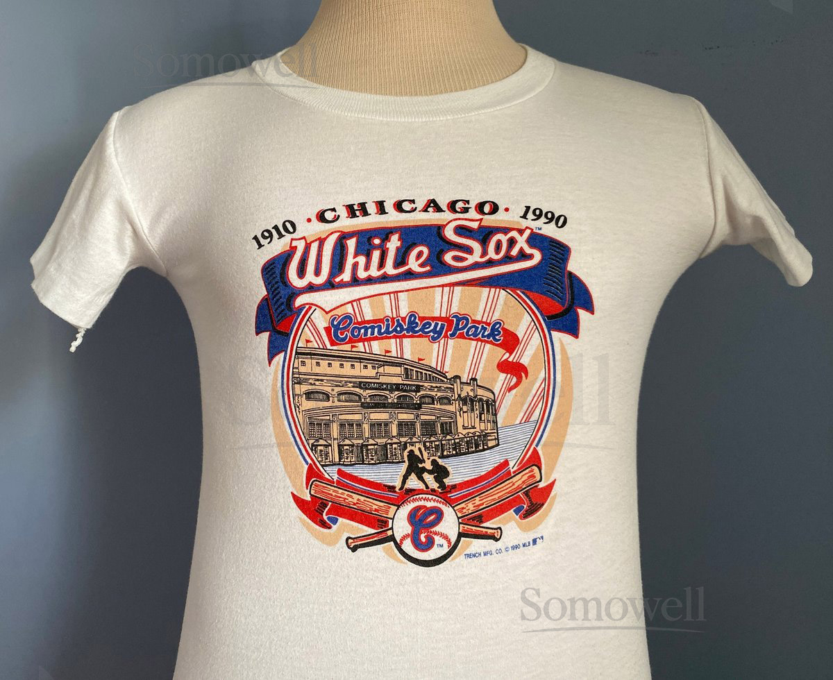 90s Vintage Chicago White Sox Comiskey Park 1910-1990 mlb baseball T-Shirt - XS X-SMALL_14
