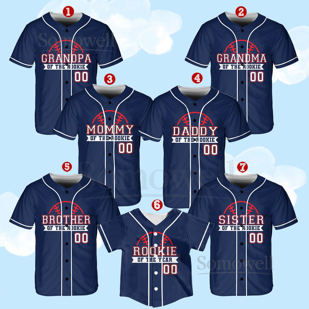 Personalized Mommy Daddy Of the Rookie Baseball Jersey Custom Name Rookie Family Shirt Rookie Of The Year Jersey Family Matching Outfits_317