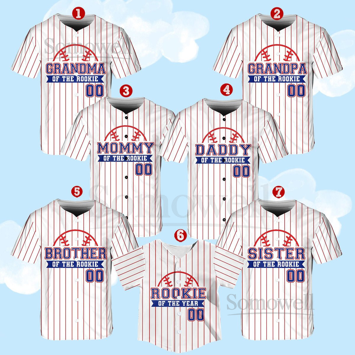 Personalized Mommy Daddy Of the Rookie Baseball Jersey Custom Name Rookie Family Shirt Rookie Of The Year Jersey Family Matching Outfits_319