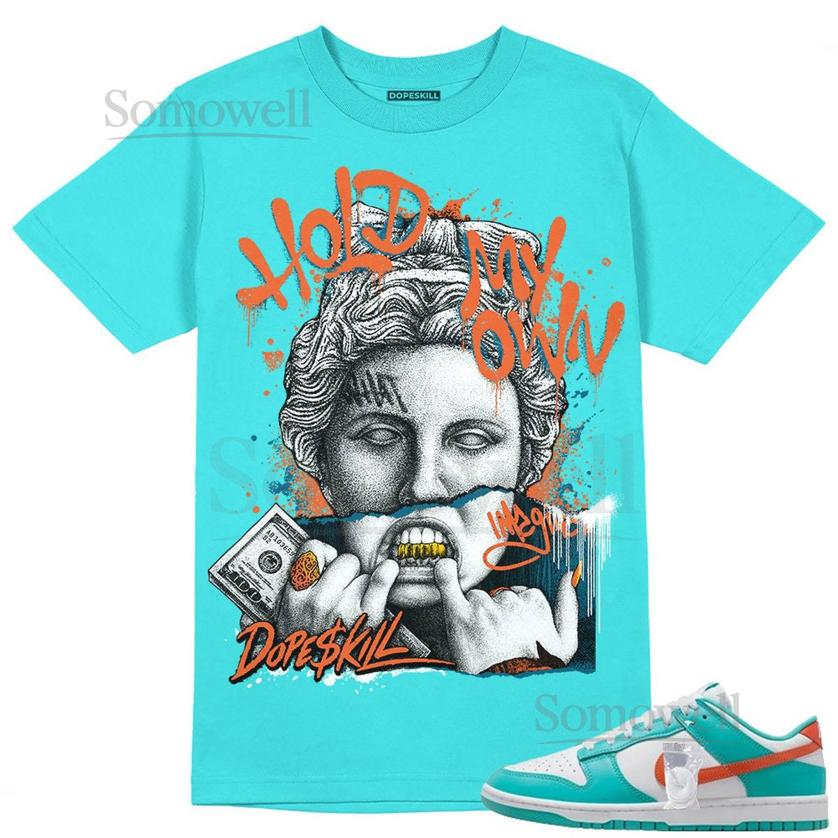 Dunk Dolphins DopeSkill Unisex Shirt H.M.O Graphic - Tahiti Blue Tshirt_294
