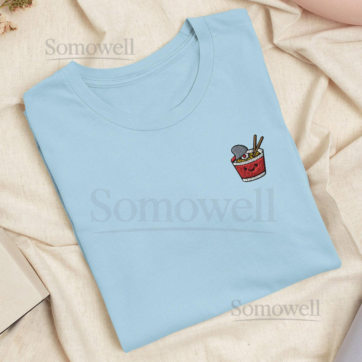 Kawaii Noodle Cup Embroidered T-Shirt Lightweight Cotton Unisex Fit_135