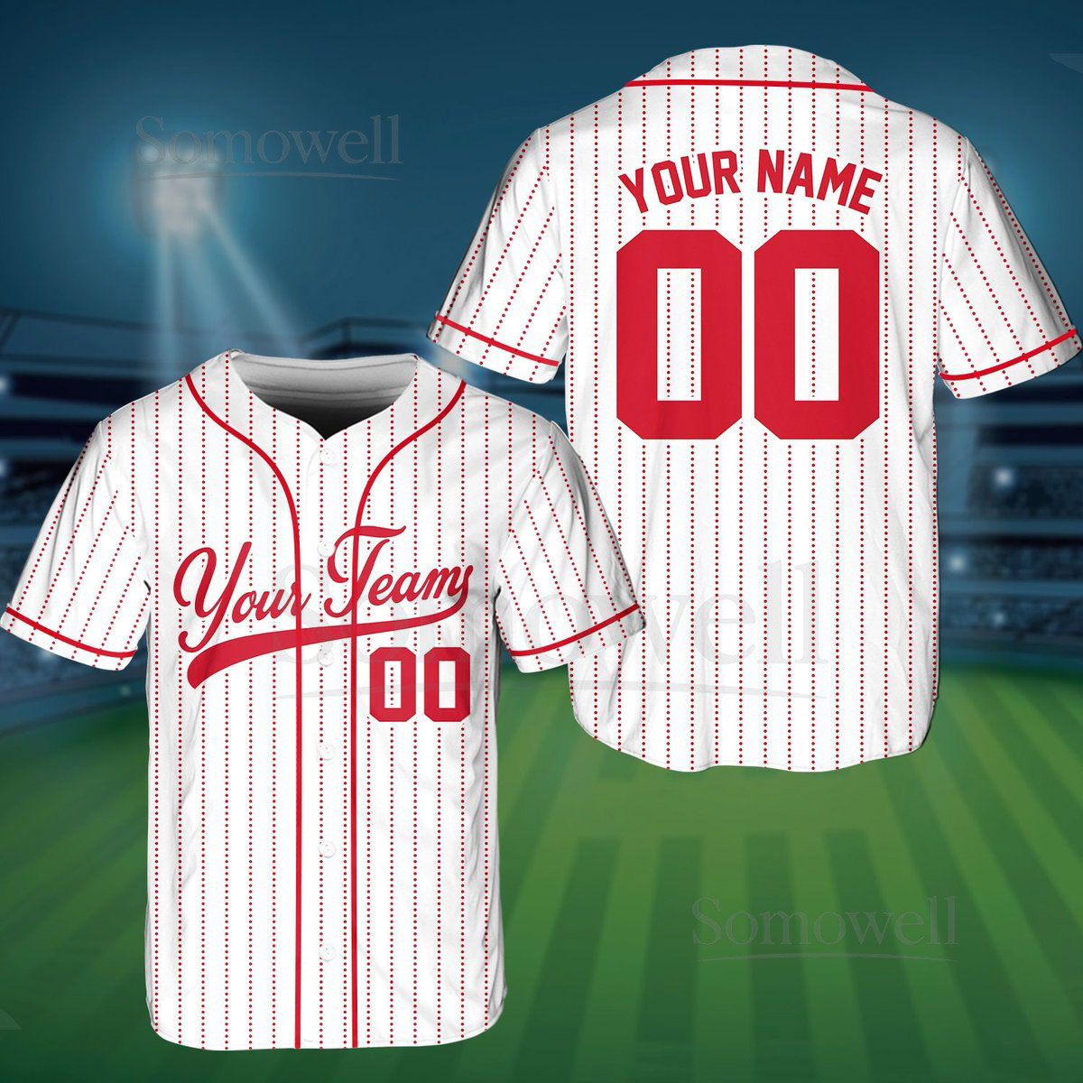 Personalized Team Name And Number Pinstripe Baseball Jersey Custom Stripe Line Color Baseball Jersey Baseball Jersey Uniform_701