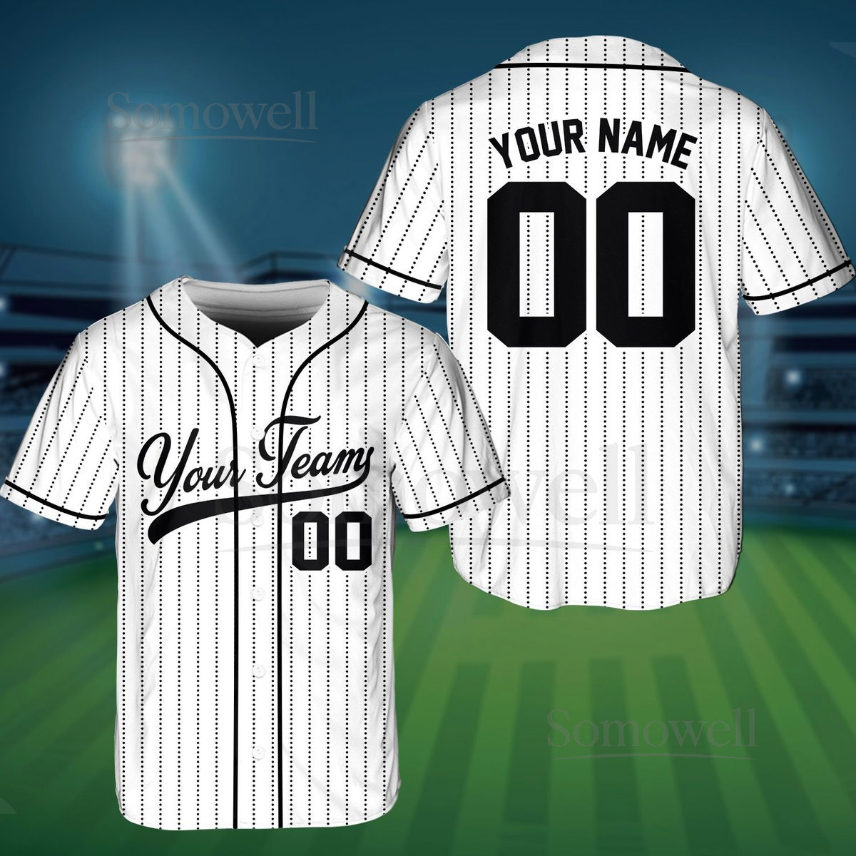 Personalized Team Name And Number Pinstripe Baseball Jersey Custom Stripe Line Color Baseball Jersey Baseball Jersey Uniform_702