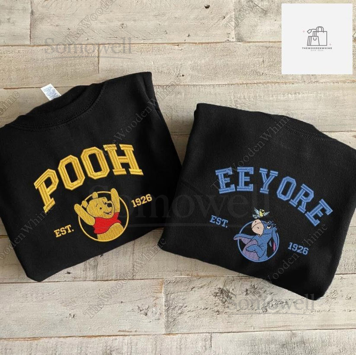 Pooh Embroidered Sweatshirt Eeyore Embroidered Sweatshirt Winnie The Pooh Embroidered Sweatshirt Hoodie Disney Embroidery Shirt_141