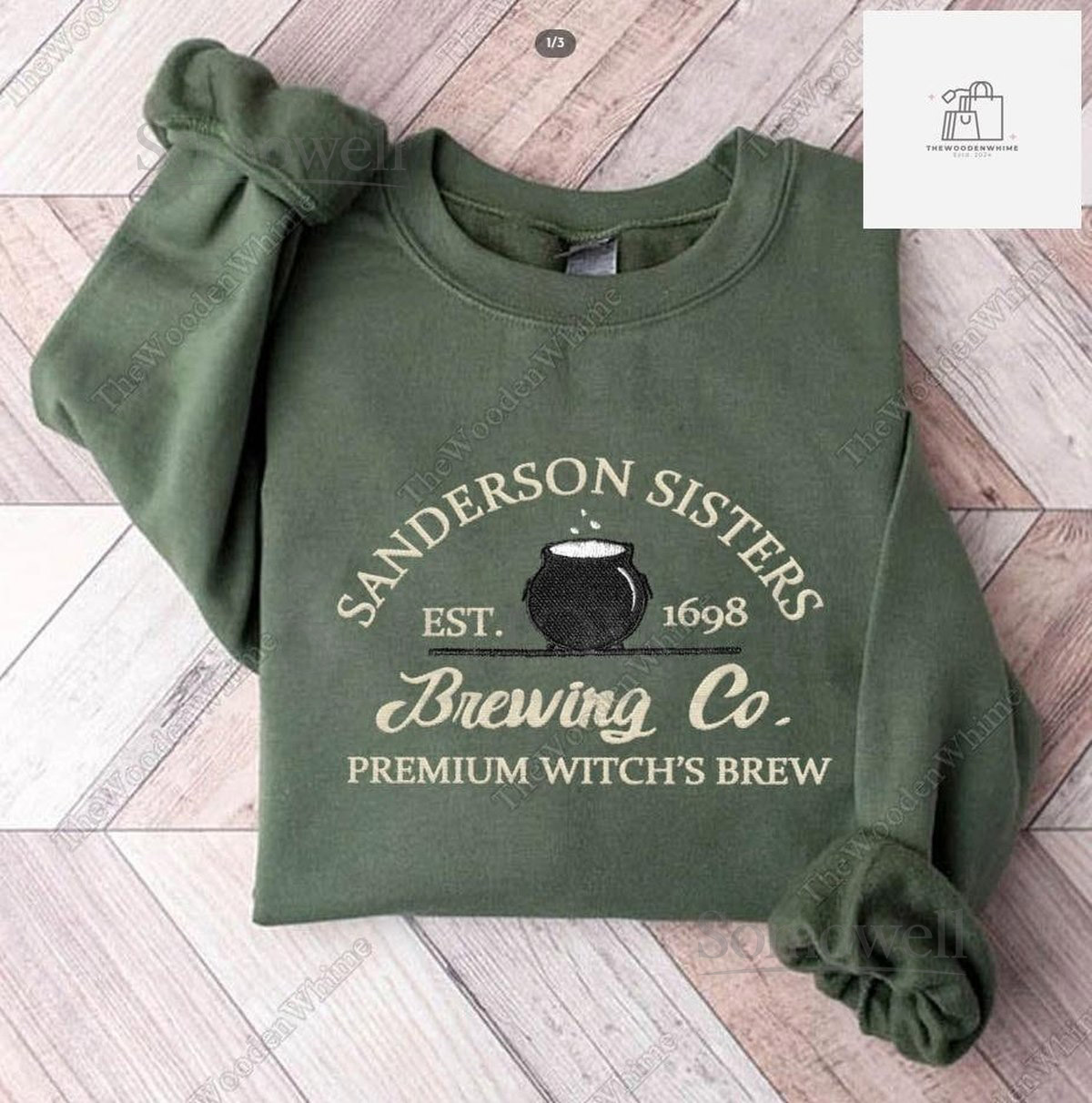 Sanderson Sisters Embroidery Sweatshirt Halloween Brewing Co Sweatshirt Hocus Pocus Embroidered Sweatshirt Halloween Sweatshirt Gift_143