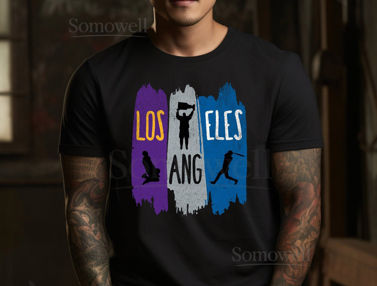 Los Angeles California Sports Love Athletic Fitted Shirt T-shirt Tee Lakers Kings Dodgers_272