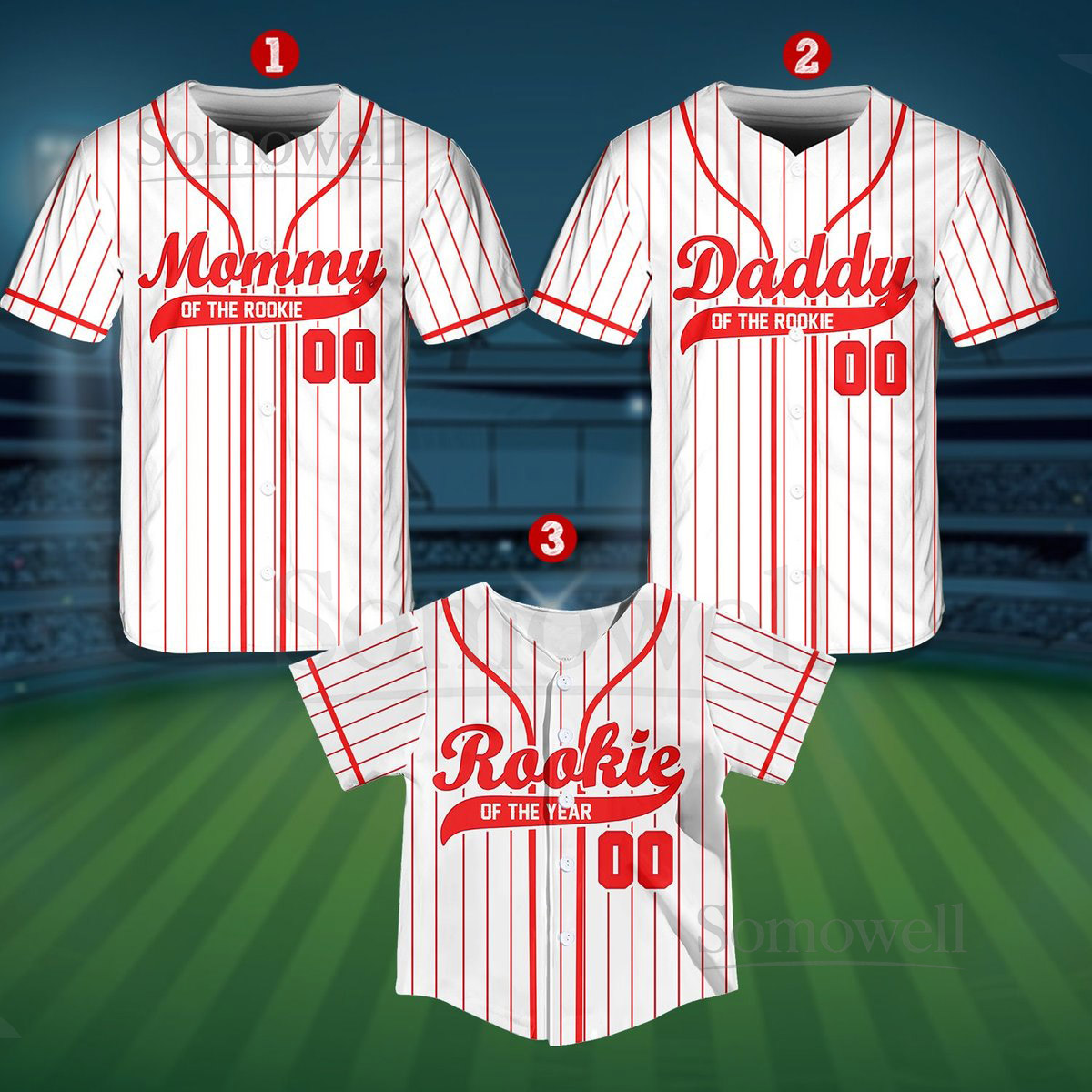 Personalized Mommy Daddy Of the Rookie Baseball Jersey Custom Name Number Shirt Rookie Of The Year Jersey Family Matching Outfits_308