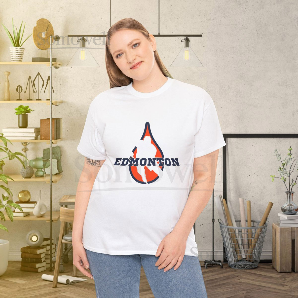Edmonton Oilers Hockey Logo Unisex Heavy Cotton Tee_138