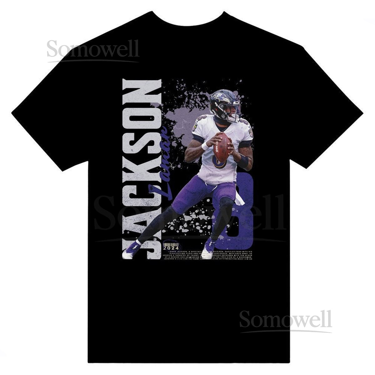 Lamar Jackson - Baltimore Ravens Unisex Crewneck T-shirt BlackPurpleDark Grey_748