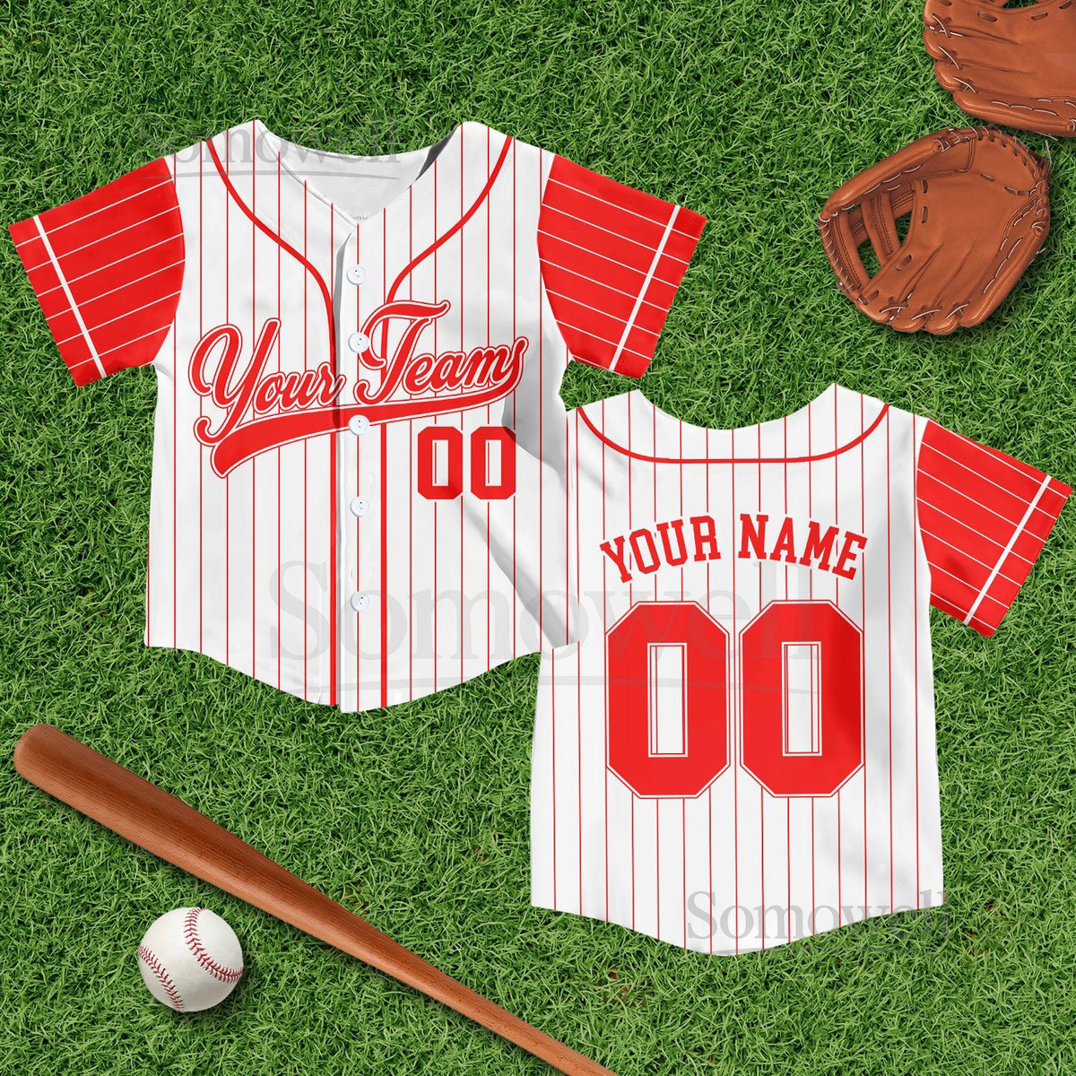 Personalized Team Name Number Pinstripe Baseball Jersey Custom Stripe Line Color Youth Kid Baseball Jersey Kids Birthday Jersey_766