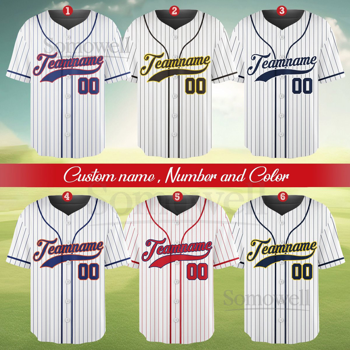 Personalized Team Name And Number Pinstripe Baseball Jersey Custom Stripe Line Color Baseball Jersey Baseball Jersey Uniform Baseball Fans_681