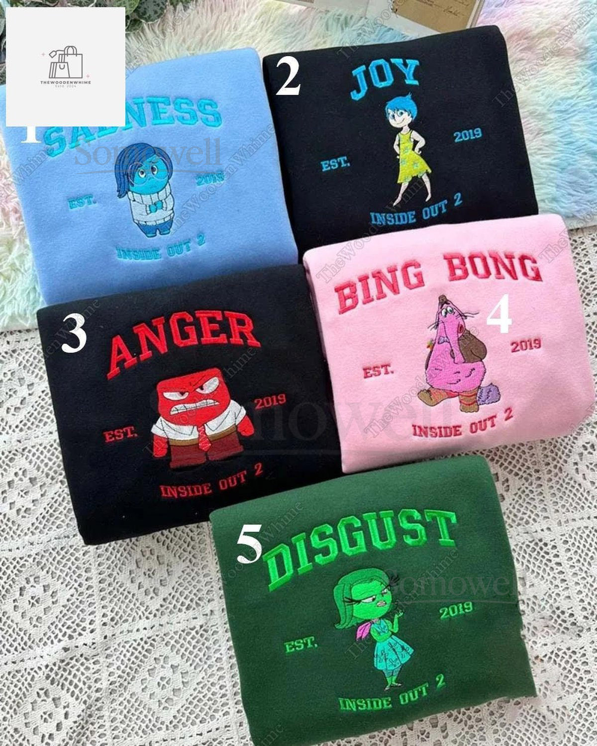 Inside Out 2 Embroidered Sweatshirt Inside Out 2 Birthday Embroidered Hoodie Inside Out 2 Embroidery Shirt Cartoon Family Trip Shirt_111