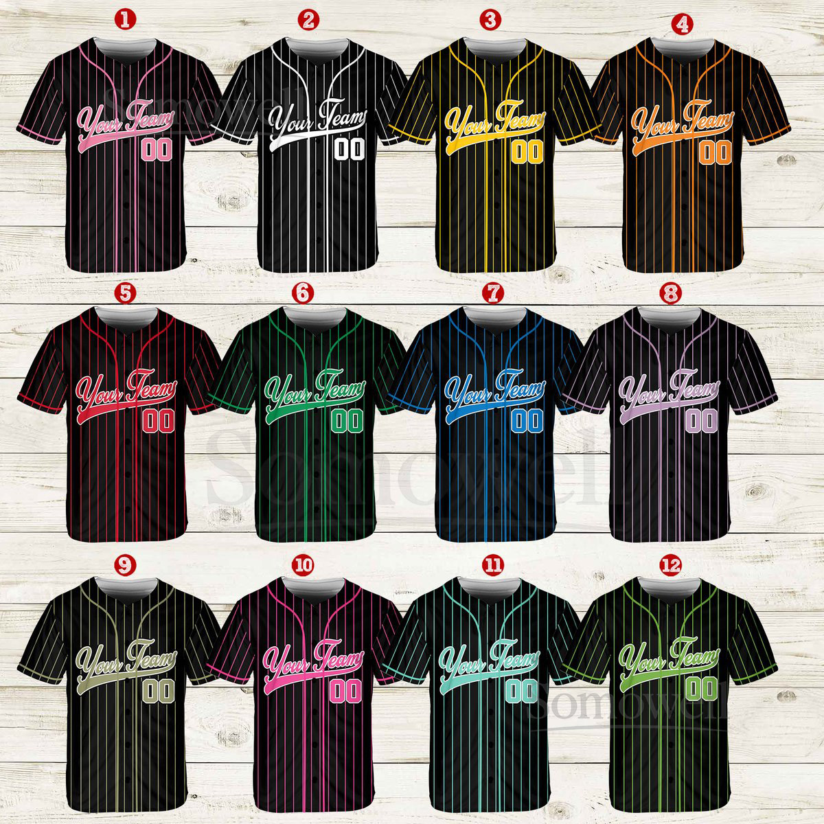Personalized Team Name And Number Pinstripe Baseball Jersey Custom Stripe Line Color Baseball Jersey Baseball Jersey Uniform Baseball Fans_682