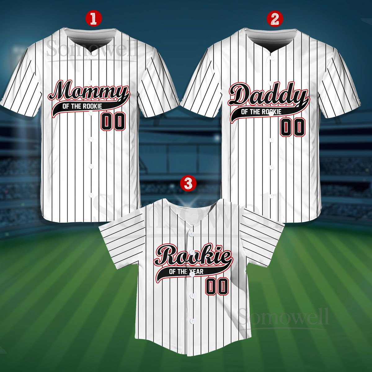 Personalized Mommy Daddy Of the Rookie Baseball Jersey Custom Name Number Shirt Rookie Of The Year Jersey Family Matching Outfits_309
