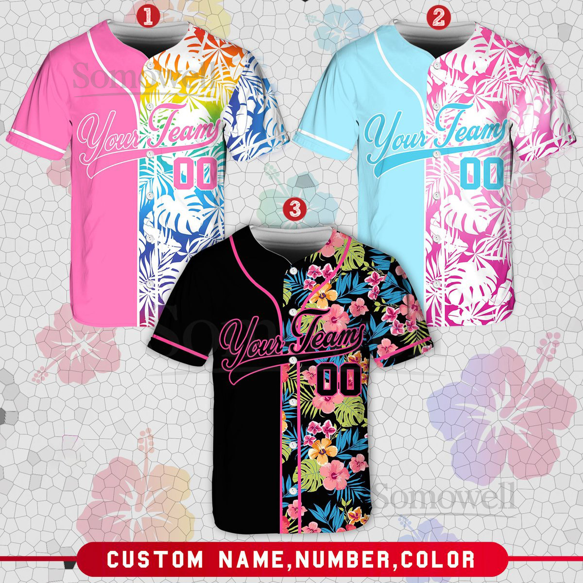 Personalized Team Name And Number Baseball Jersey Custom Tropical Baseball Jersey Baseball Jersey Uniform For Baseball Fans Baseball Lover_602