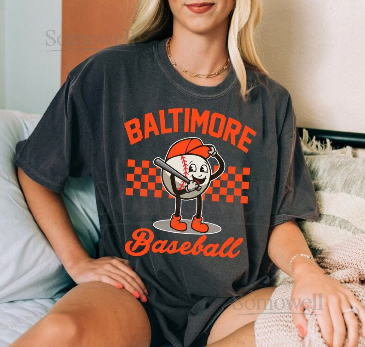 Vintage Baltimore Baseball Funny Mascot Smiling Comfort Color Dark Tshirt Baltimore Baseball Gameday Retro Shirt Baltimore Sports Tee_630