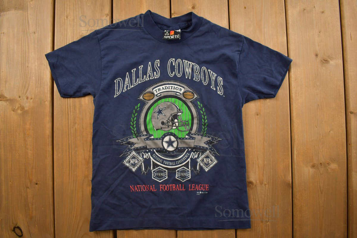 Vintage 1990s Dallas Cowboys NFL Graphic T-Shirt Football NFL 90s Streetwear Sportswear_469
