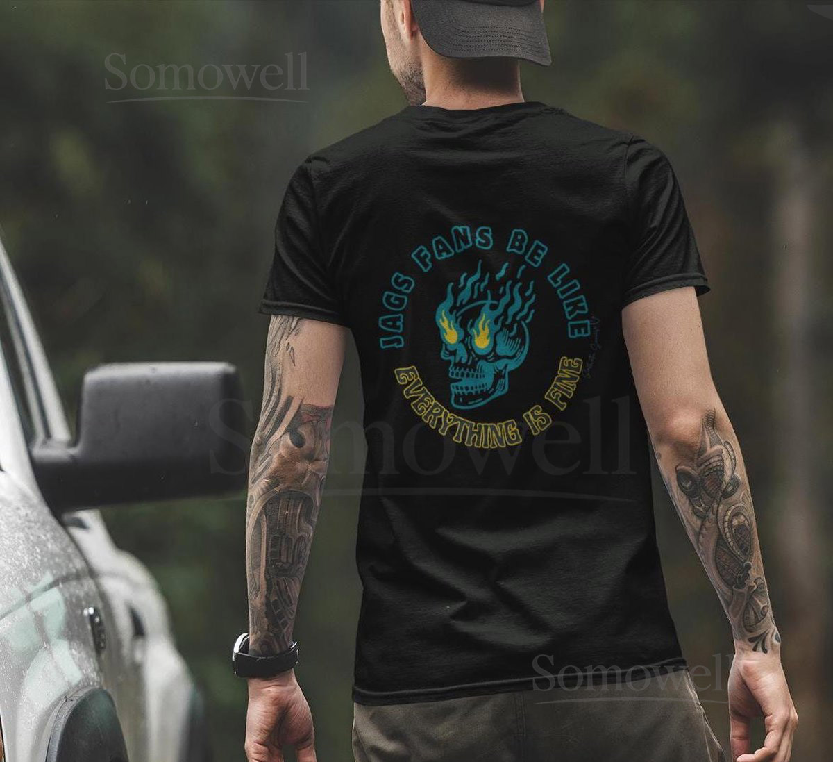 Jacksonville Jaguars Skull Tee DTWD Football Fan_665