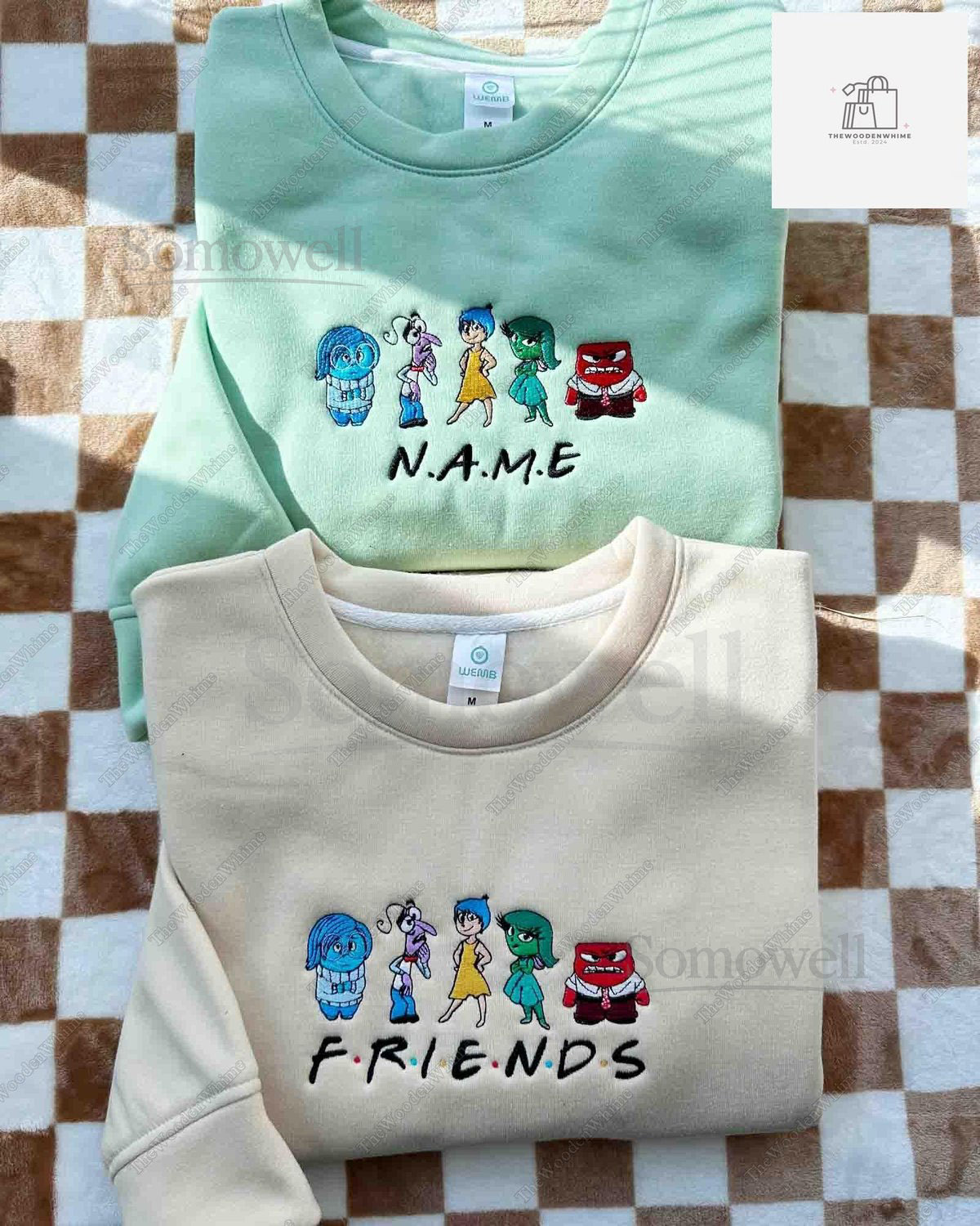 Disney Inside Out Character Embroidered Sweatshirt Cartoon Movie Shirt Inside Out Friends Sweatshirt Inside Out 2 Sweatshirt Hoodie_42