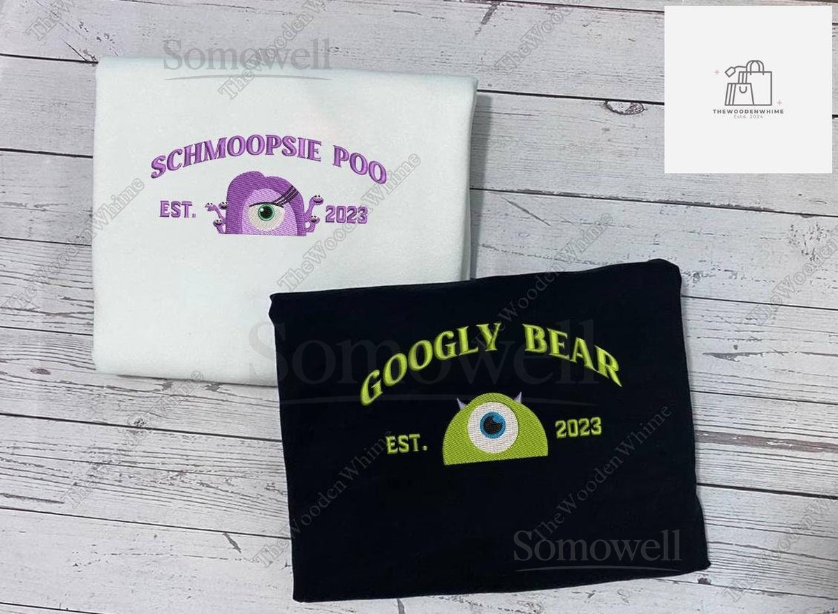 Googly Bear Embroidered Sweatshirt Schmoopsie Poo Embroidered Sweatshirt Monster Sweatshirt Couple Gift Disney Cartoon Movie Shirt_103