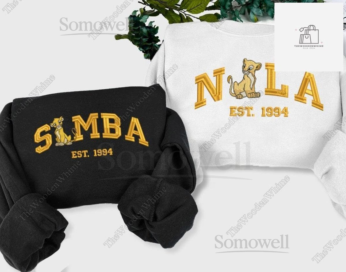 Simba Embroidered Sweatshirt Nala Embroidered Sweatshirt The Lion King Embroidered Sweatshirt Hoodie Cute Disney Embroidery Shirt_147