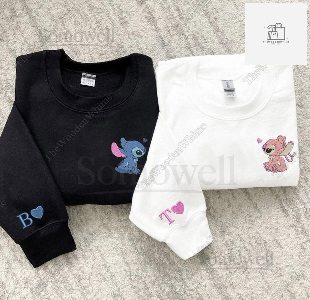 Custom Stitch And Angel Embroidered Sweatshirt Couple Embroidered Sweatshirt Anniversary Embroidered Sweatshirt Hoodie Couple Gifts_31