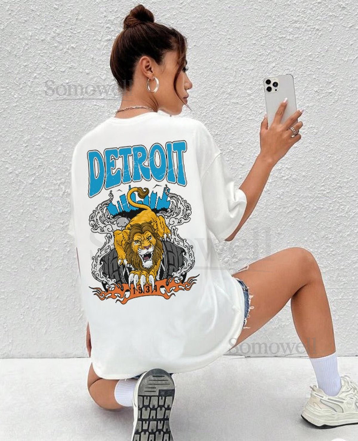 Vintage Detroit Football T-shirt For Detroit Fan Gift Detroit Oversized Shirt Retro Fan Tshirt White Unisex_711