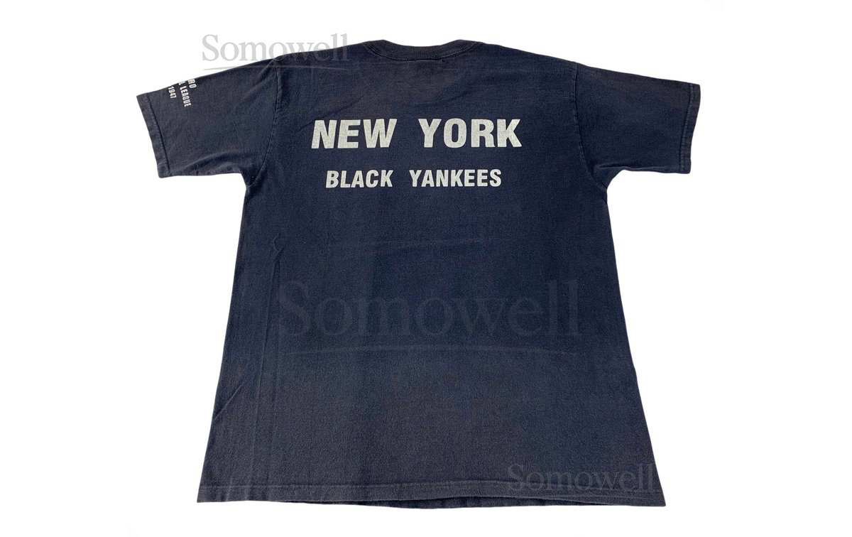 Vintage 90s NY Black Yankees Negro League Baseball Museum Spell Out Printed Tee Brand Unisex Wear Size M D1047_1045