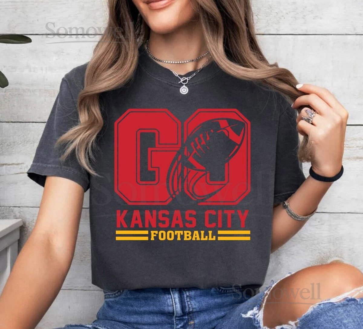 Go Kansas City Football Vintage Comfort Color Tshirt Kansas City Football Team Shirt American Football Gameday Shirt Sports Tee For Her_178