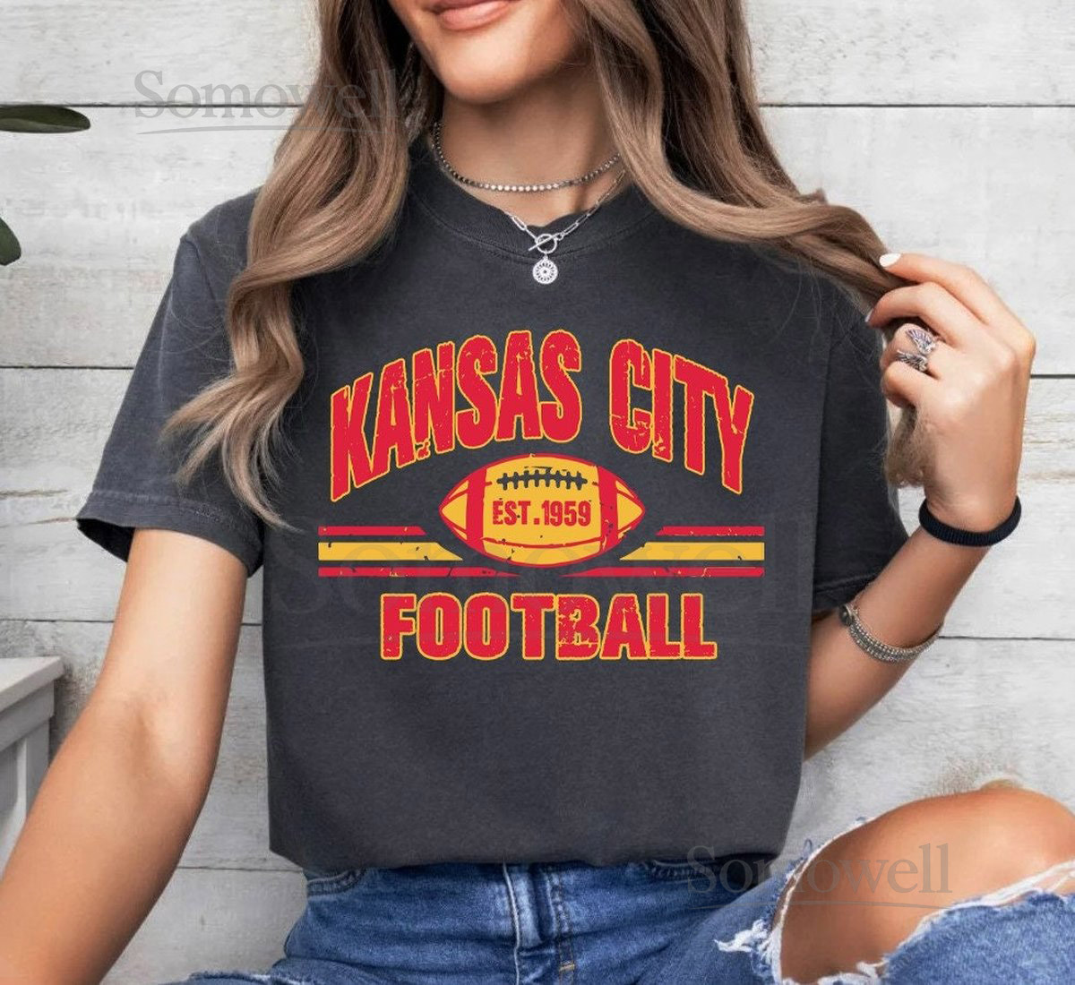 Kansas City Football Est 1959 Vintage 90s Comfort Color Tshirt Kansas City Football Team Shirt Football Gameday Shirt KS Sports Tee_343
