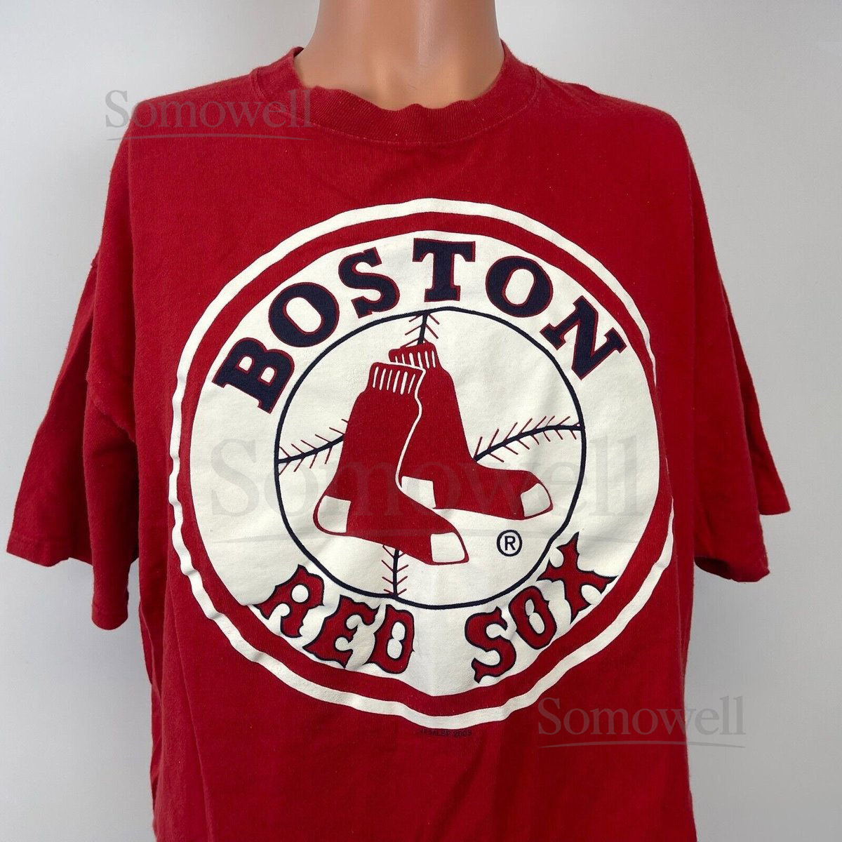 Boston Red Sox Big Logo T Shirt Vtg Y2K 2003 MLB Baseball Size XL_196