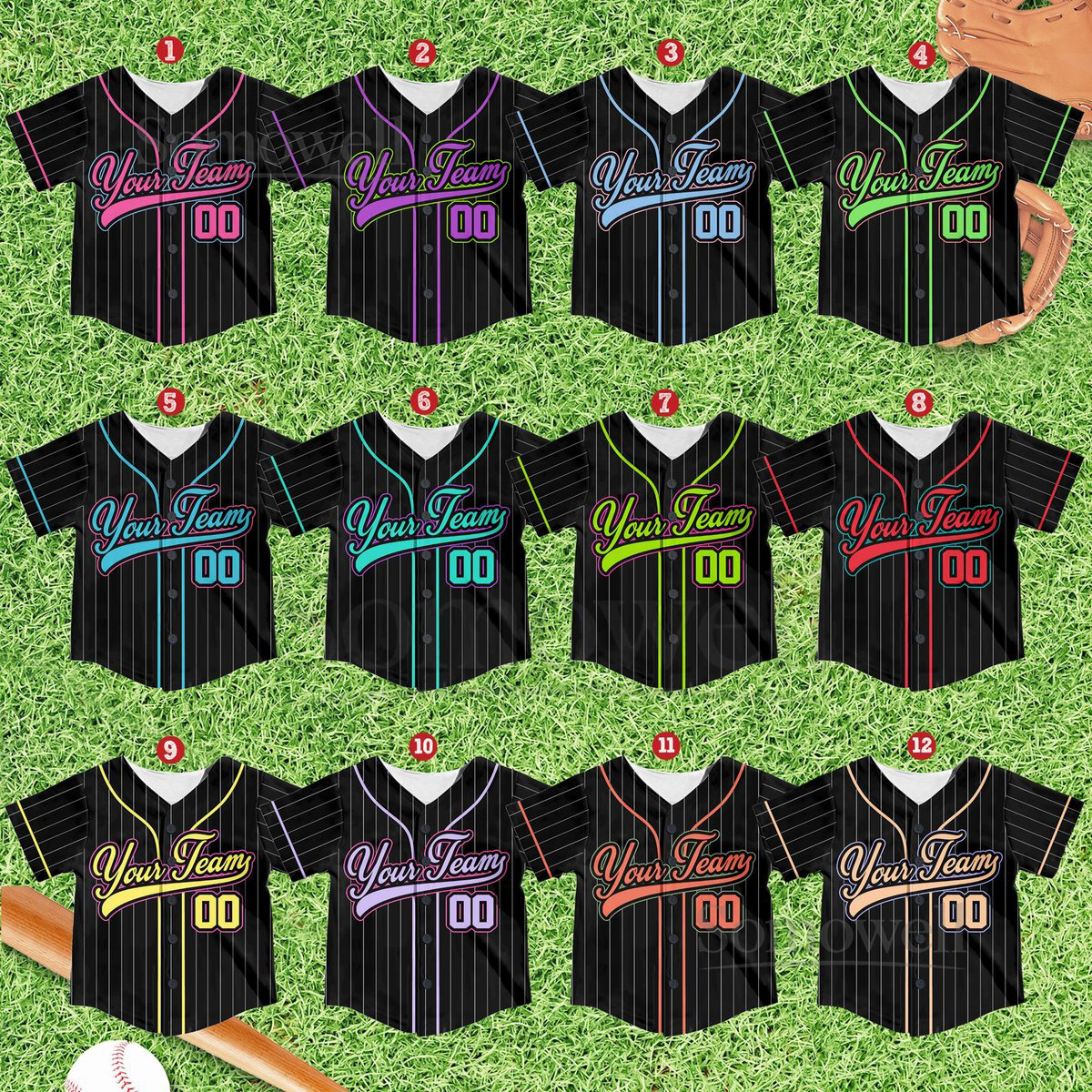 Personalized Name Number Pinstripe Baseball Jersey Custom Stripe Line Kid Youth Baseball Jersey Baseball Jersey For Baseball Fans Lovers_336