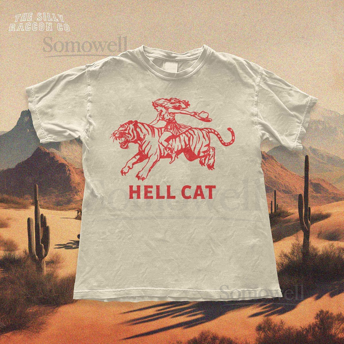 Vintage Cowgirl Hell Cat T-Shirt - Retro Cowgirl Western Shirt - Aesthetic Tee - Tiger Shirt - Funny Trendy Shirt - Gift for Her or Him_714