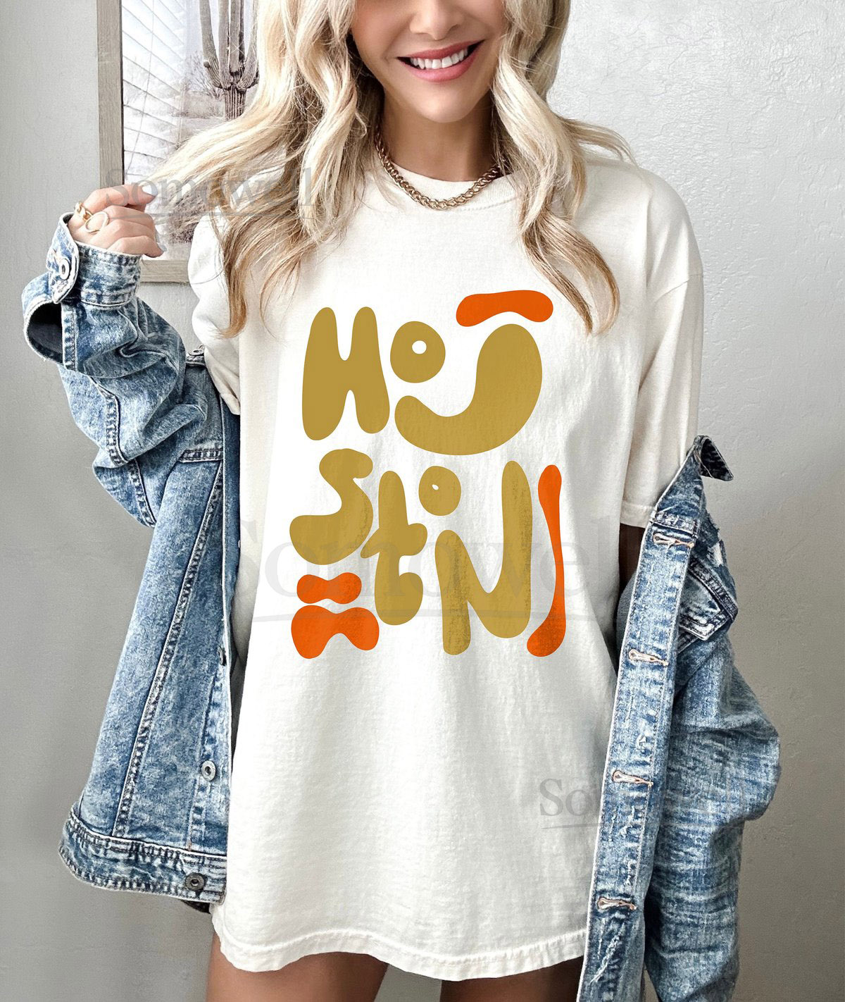 Houston Abstract 90s City Design Comfort Colors T-Shirt Unique Texas Retro_210