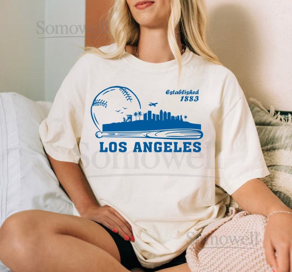 Los Angeles Baseball Cityscape Est 1883 Minimalist Style Comfort Color Tshirt Los Angeles Baseball Gameday Retro 90s Shirt LA Sports Shirt_589