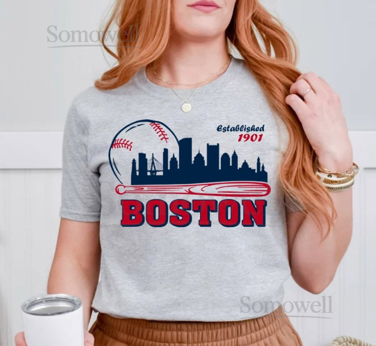 Boston Baseball Vintage Cityscape Minimalist Est 1901 Comfort Color Tshirt Boston Baseball Gameday Retro Style Shirt Sports Tee For Her_166