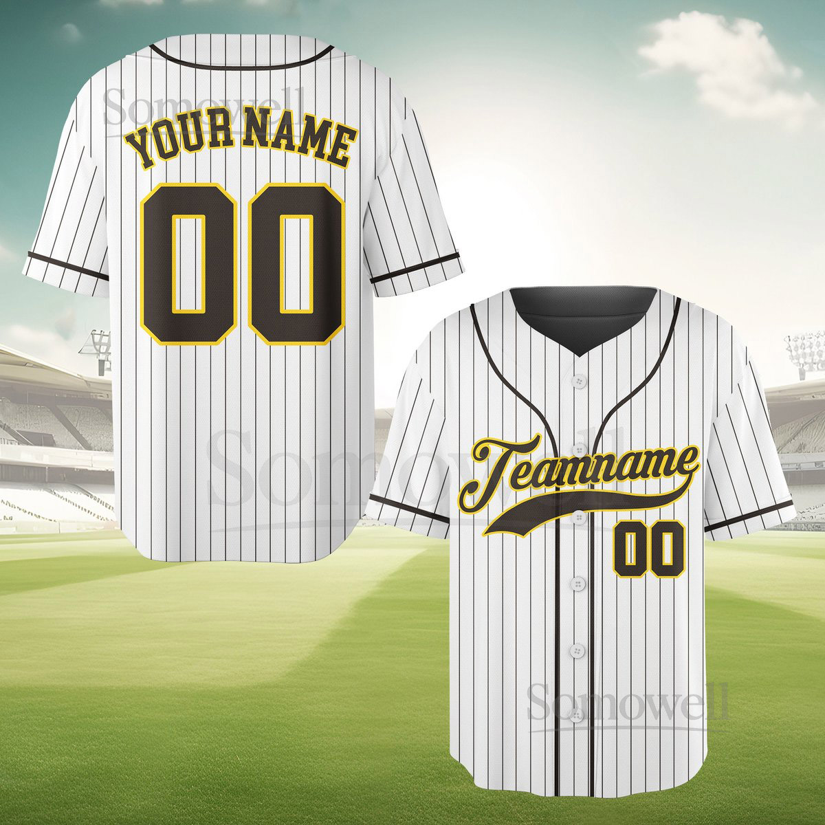 Personalized Team Name And Number Pinstripe Baseball Jersey Custom Stripe Line Color Baseball Jersey Baseball Jersey Uniform Baseball Fans_688